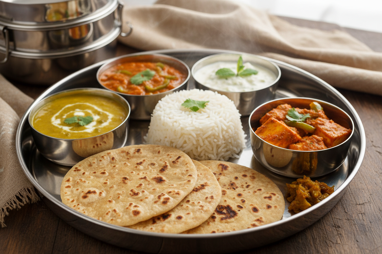 dinner meal or tiffin indian